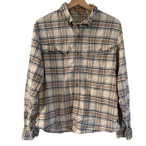 LL Bean Slightly Fitted Plaid Long Sleeve Button Up Shirt Mens M Reg  Hemp Blend